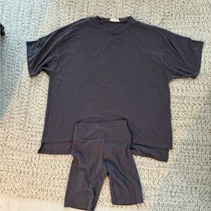 Casual Gray T-Shirt and Shorts Set from The Foxy Kind